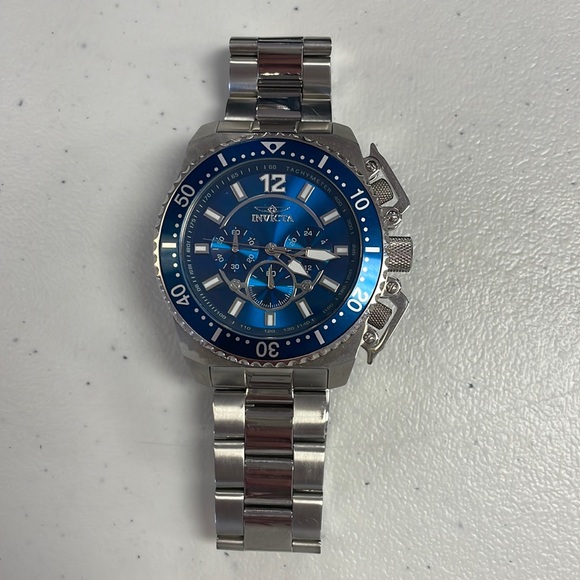 Invicta Mens Pro Diver Chronograph Blue Stainless Steel Bracelet